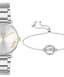 Coach Perry Silver Dial Stainless Steel Quartz 14000064 Womens Watch With Gift Set