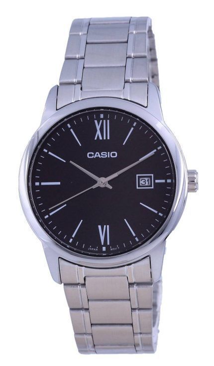 Casio Black Dial Stainless Steel Analog Quartz MTP-V002D-1B3 MTPV002D-1 Mens Watch