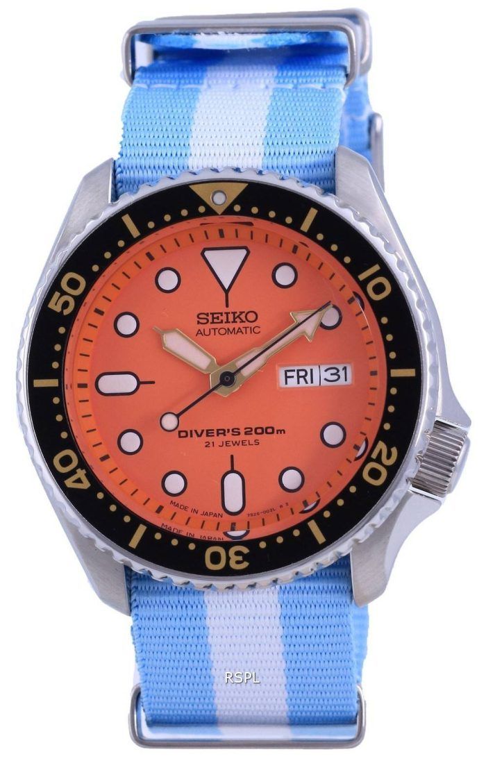 Seiko Automatic Divers Japan Made Polyester SKX011J1-var-NATO24 200M Mens Watch