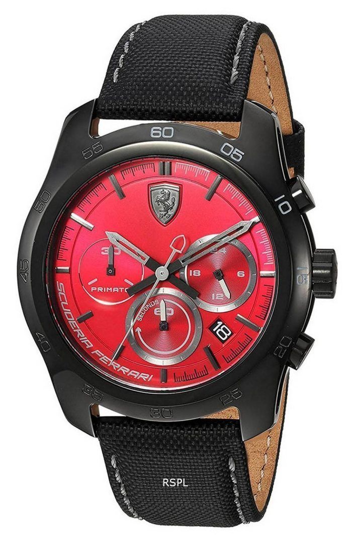Ferrari Primato Chronograph Leather Strap Quartz 0830447 Mens Watch
