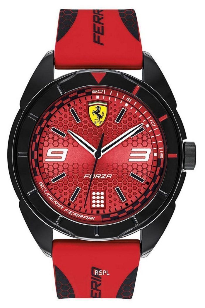 Ferrari Scuderia Forza Red Dial Silicon Band Quartz 0830517 Mens Watch