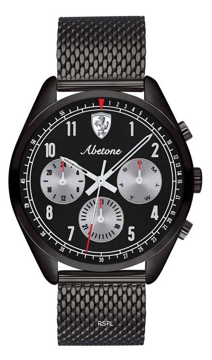 Ferrari Scuderia Abetone Black Dial Stainless Steel Quartz 0830573 Mens Watch