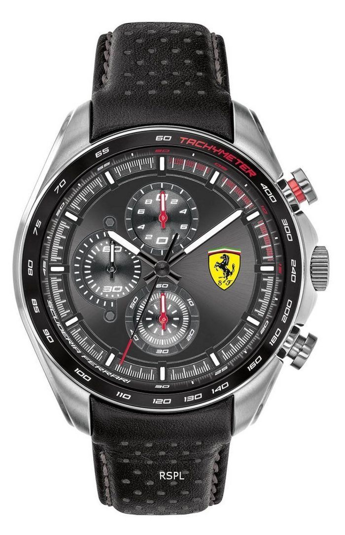 Ferrari Scuderia Speedracer Chronograph Leather Strap Quartz 0830648 Mens Watch