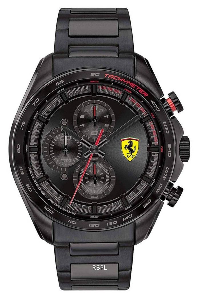 Ferrari Scuderia Speedracer Chronograph Black Dial Stainless Steel Quartz 0830654 Mens Watch