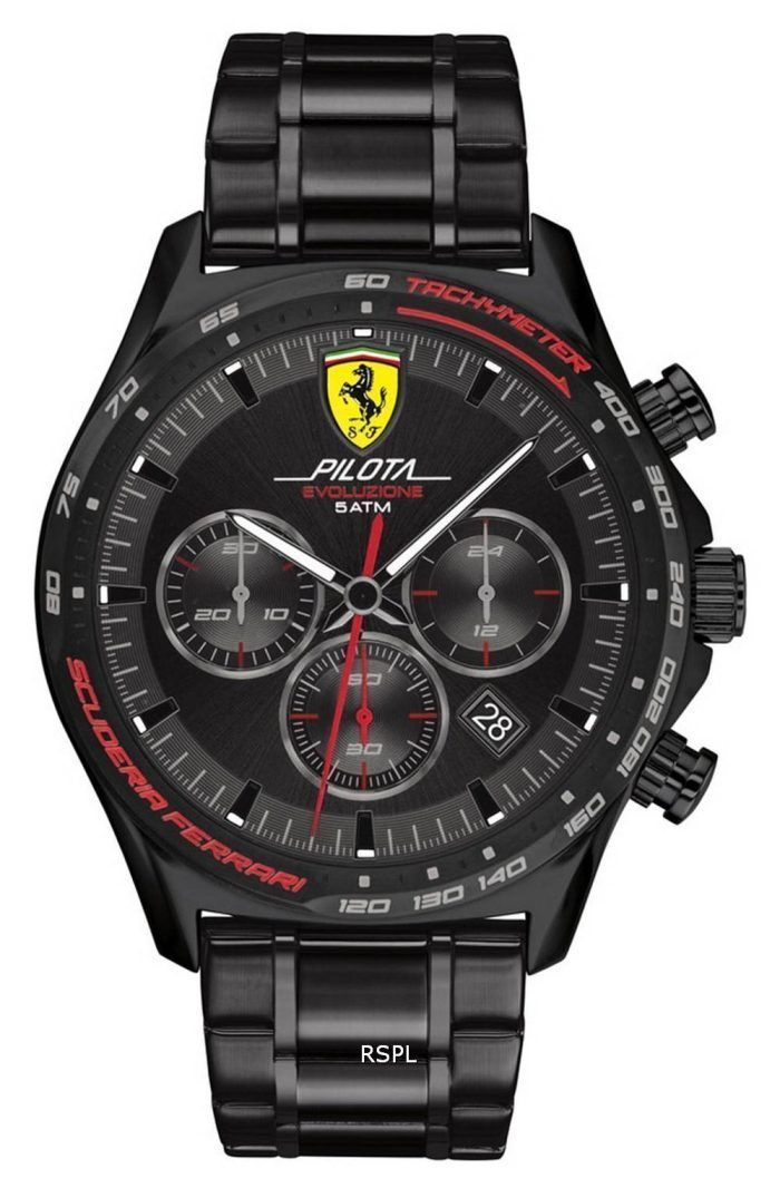 Ferrari Scuderia Pilota Evo Chronograph Stainless Steel Quartz 0830716 Mens Watch