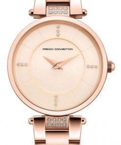French Connection Crystal Accents Rose Gold Tone Dial Quartz FCS1015RGM Womens Watch