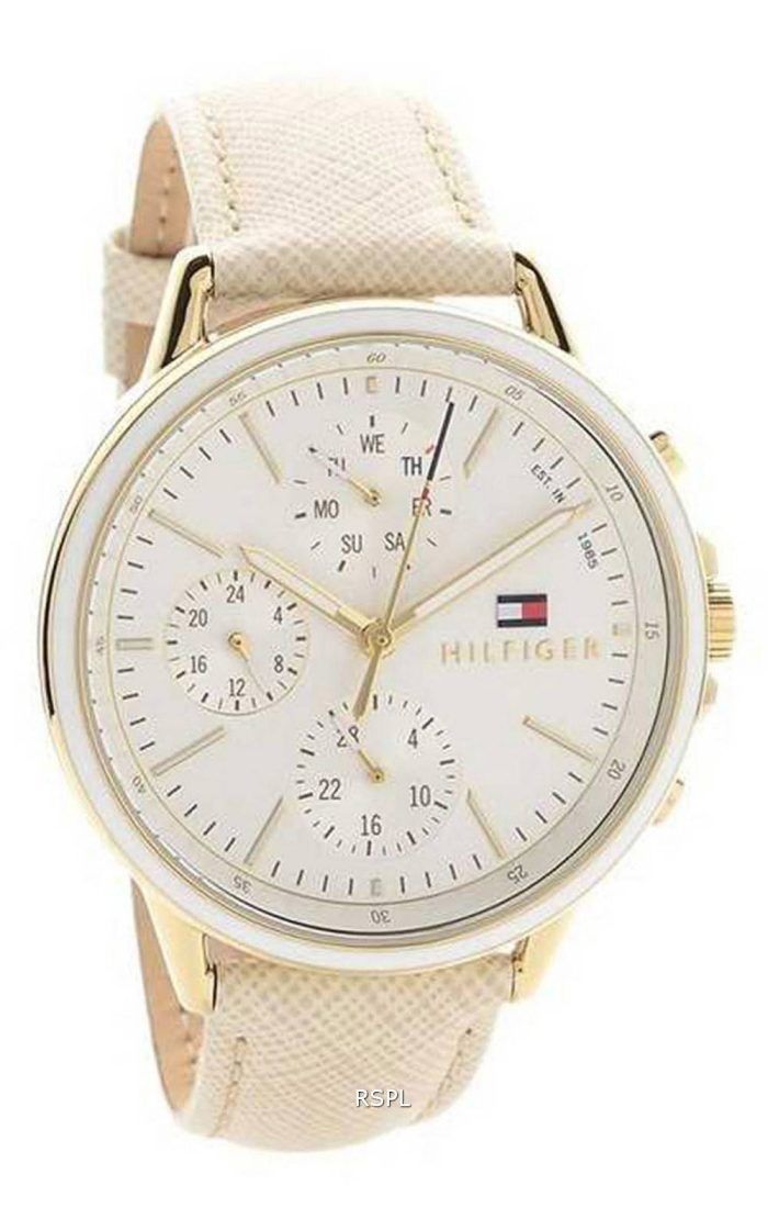 Tommy Hilfiger Carly Silver Dial Leather Strap Quartz 1781790 Womens Watch