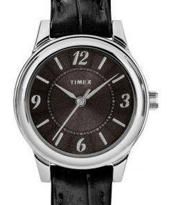 Timex Croco Black Dial Leather Strap Quartz TW2R86300 Womens Watch