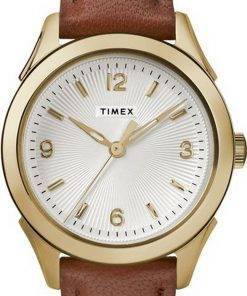 Timex Torrington Silver Dial Leather Strap Quartz TW2R91100 Womens Watch