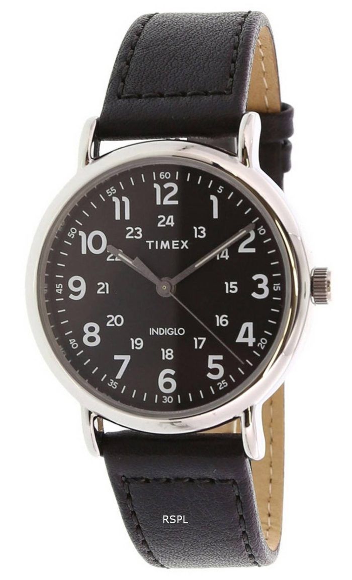 Timex Weekender Black Dial Leather Strap Quartz TW2T30700 Mens Watch
