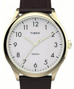 Timex Modern Easy Reader White Dial Leather Strap Quartz TW2T71600 Mens Watch