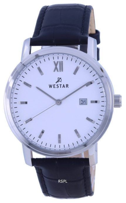 Westar White Dial Leather Strap Quartz 50244 STN 101 Mens Watch
