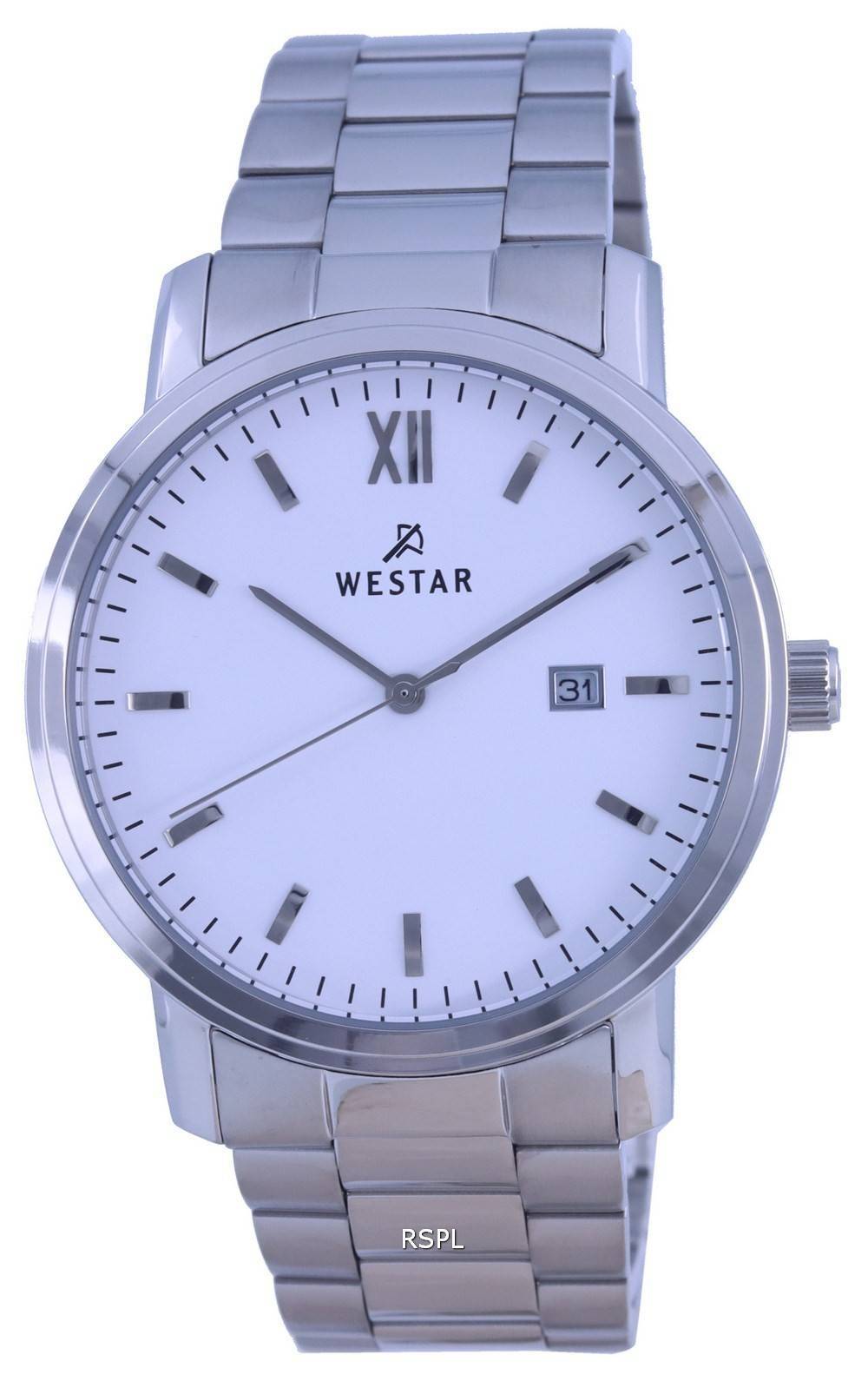 Westar White Dial Stainless Steel Quartz 50245 STN 101 Mens Watch