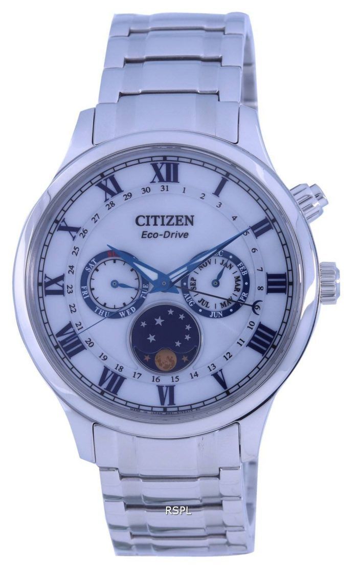 Citizen Moon Phase White Dial Stainless Steel Eco-Drive AP1050-81A Men's Watch