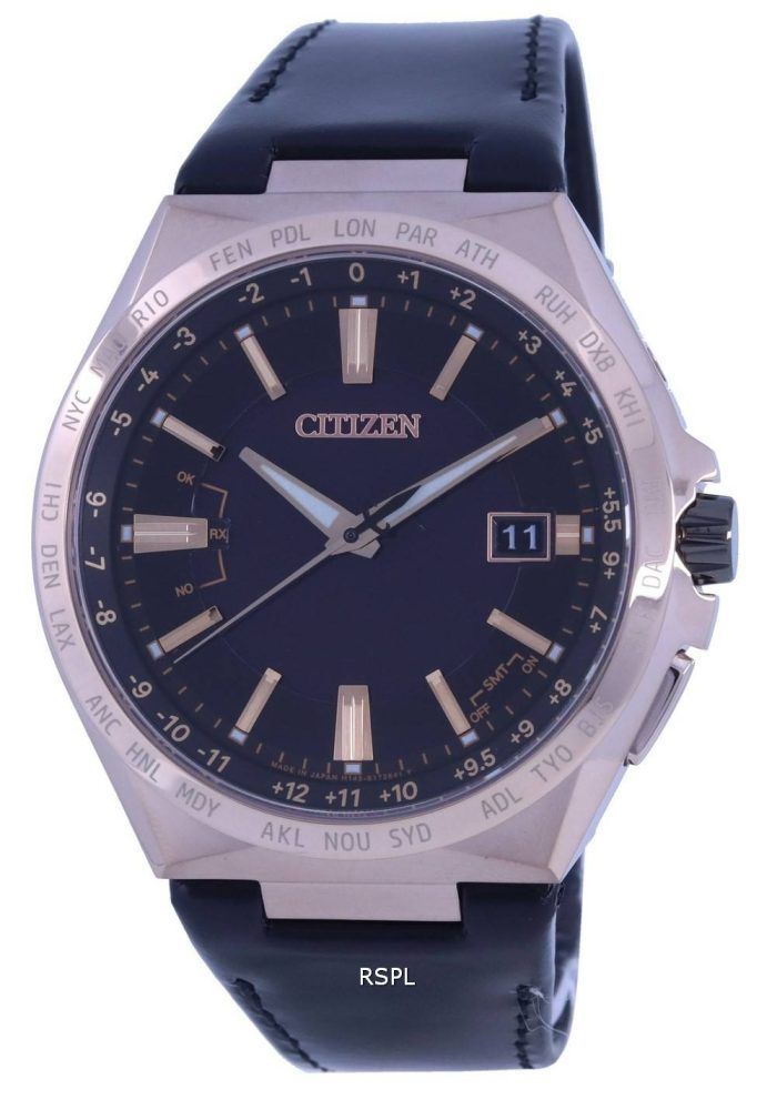 Citizen Attesa World Time Black Dial Leather Strap Eco-Drive CB0217-04E 100M Men's Watch