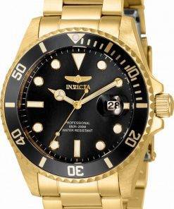 Invicta Pro Diver Black Dial Gold Tone Stainless Steel Quartz 33277 200M Womens Watch