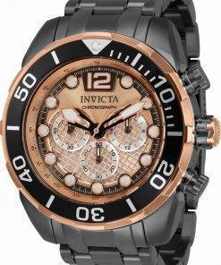 Invicta Pro Diver Chronograph Rose Dial Stainless Steel Quartz 33830 100M Mens Watch