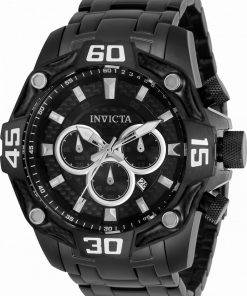 Invicta Pro Diver Chronograph Black Dial Stainless Steel Quartz 33852 100M Mens Watch