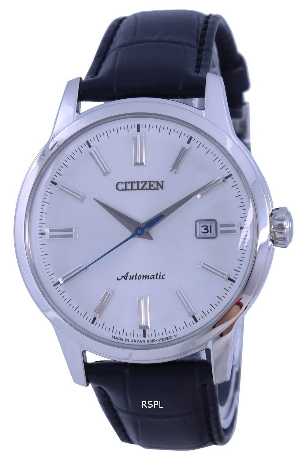 Citizen Classic SilverWhite Dial Leather Strap Automatic NK0000-10A Mens Watch