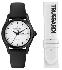 Trussardi T-Light White Dial Leather Strap Quartz R2451127012 Men's Watch