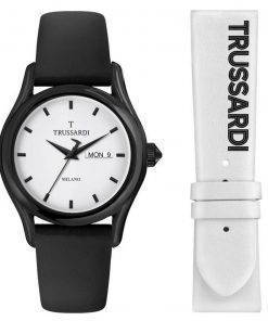 Trussardi T-Light White Dial Leather Strap Quartz R2451127012 Men's Watch