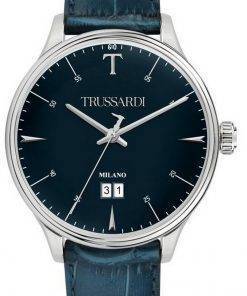 Trussardi T-Complicity Blue Dial Leather Strap Quartz R2451130001 Men's Watch
