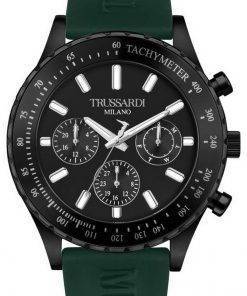 Trussardi T-Logo Tachymeter Black Dial Silicon Strap Quartz R2451148002 Men's Watch