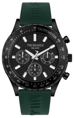 Trussardi T-Logo Tachymeter Black Dial Silicon Strap Quartz R2451148002 Men's Watch