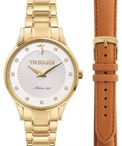 Trussardi Gold Edition Crystal Accents White Dial Quartz R2453149501 Women's Watch