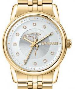 Trussardi T-Joy Crystal Accents Gold Tone Stainless Steel Quartz R2453150501 Women's Watch