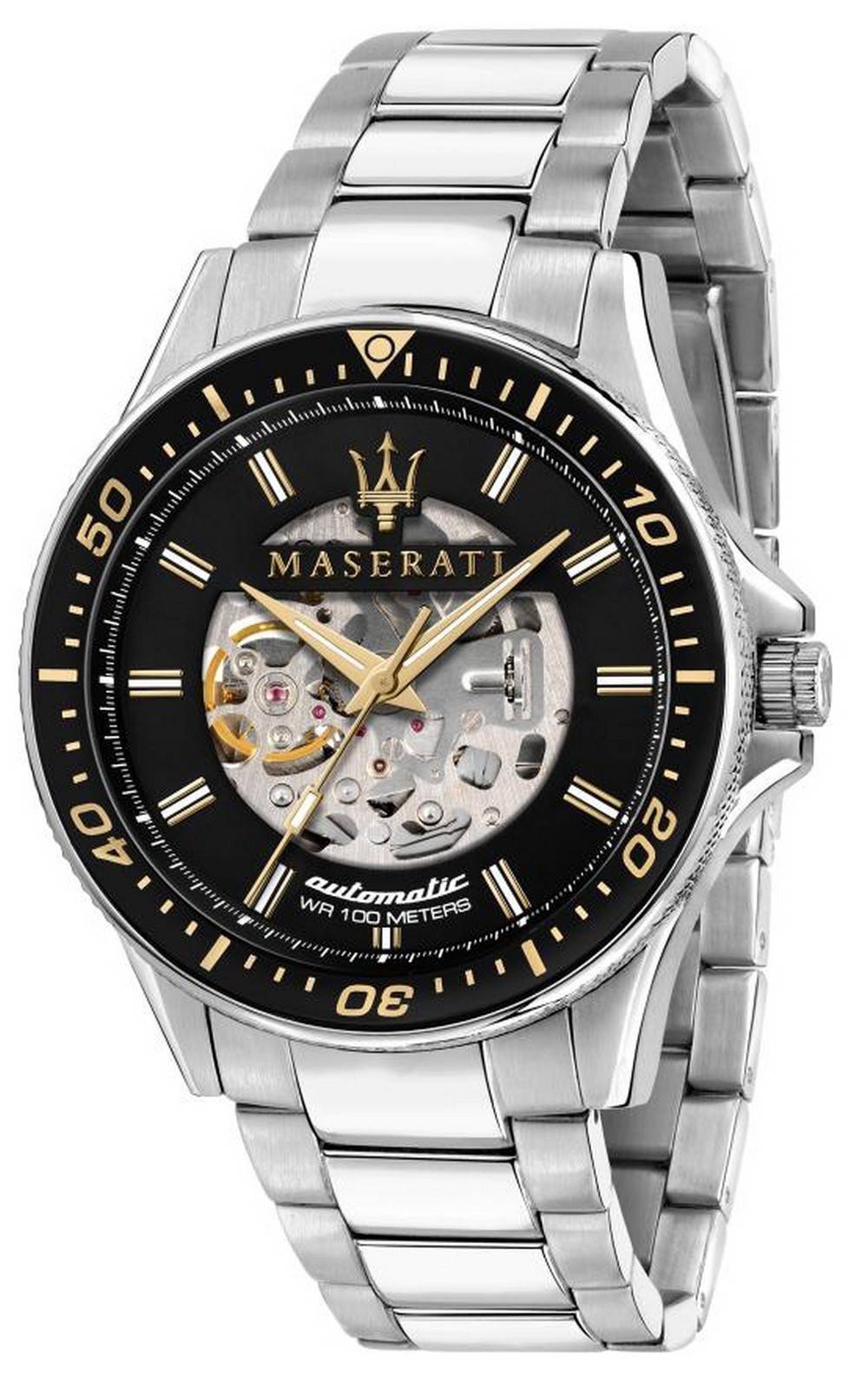 Maserati Sfida Skeleton Black Dial Stainless Steel Automatic R8823140002 100M Mens Watch