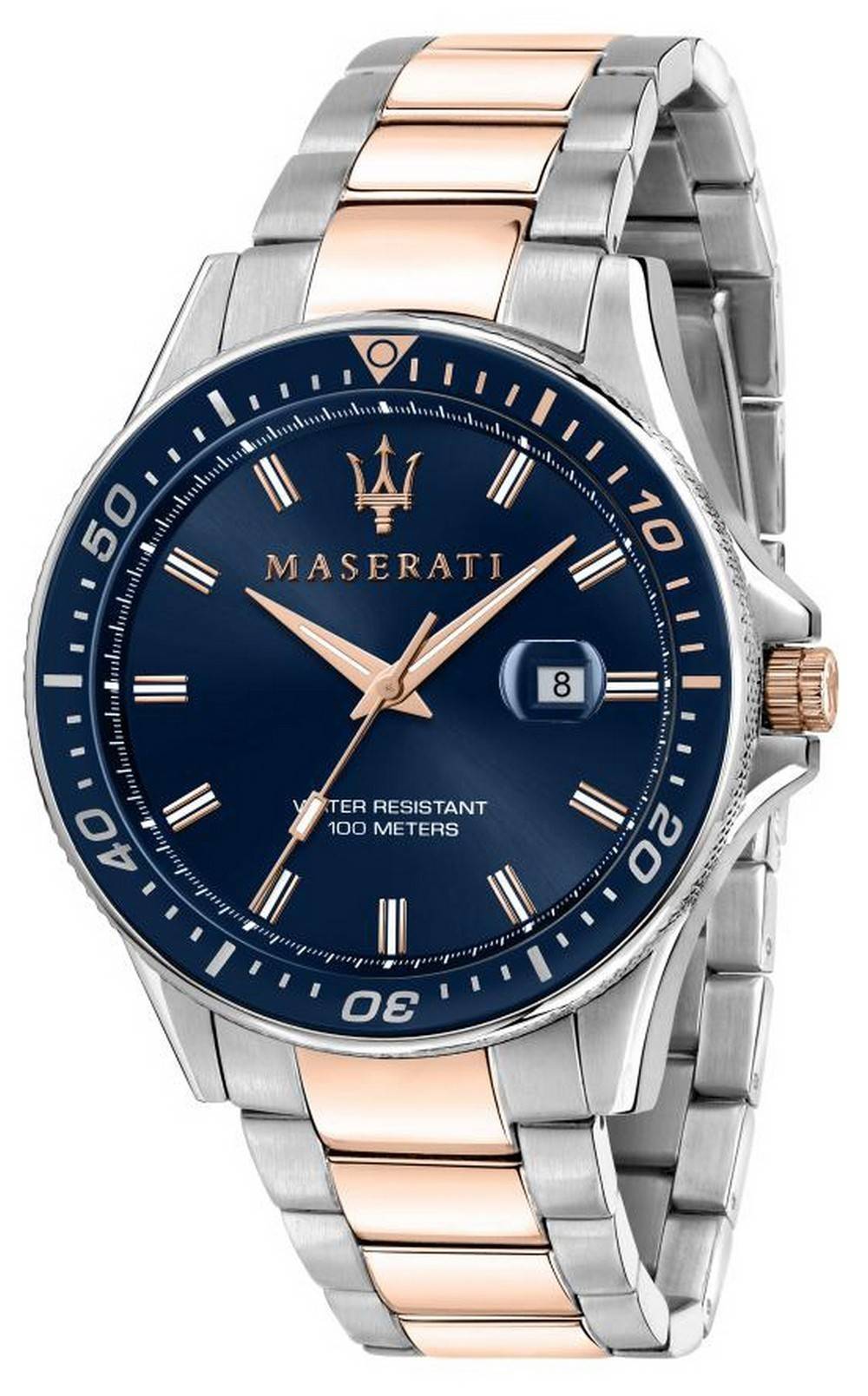 Maserati Sfida Blue Dial Two Tone Stainless Steel Quartz R8853140003 100M Mens Watch