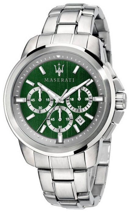 Maserati Successo Chronograph Green Dial Stainless Steel Quartz R8873621017 Mens Watch