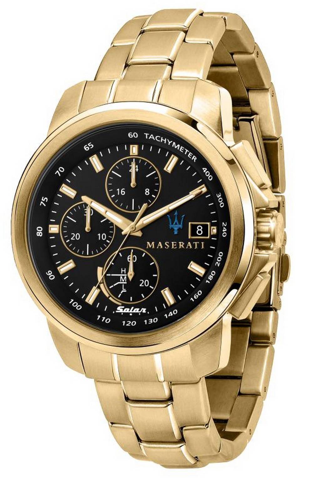 Maserati Successo Chronograph Gold Tone Stainless Steel Solar R8873645002 Mens Watch