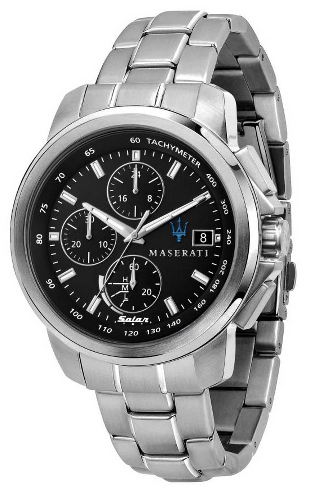 Maserati Successo Chronograph Black Dial Stainless Steel Solar R8873645003 Mens Watch