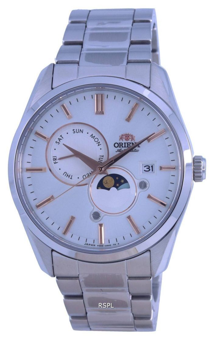 Orient Sun  Moon White Dial Stainless Steel Automatic RA-AK0306S00C Mens Watch