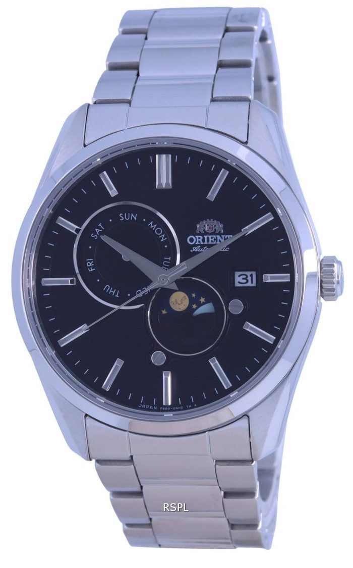 Orient Sun  Moon Black Dial Stainless Steel Automatic RA-AK0307B00C Mens Watch
