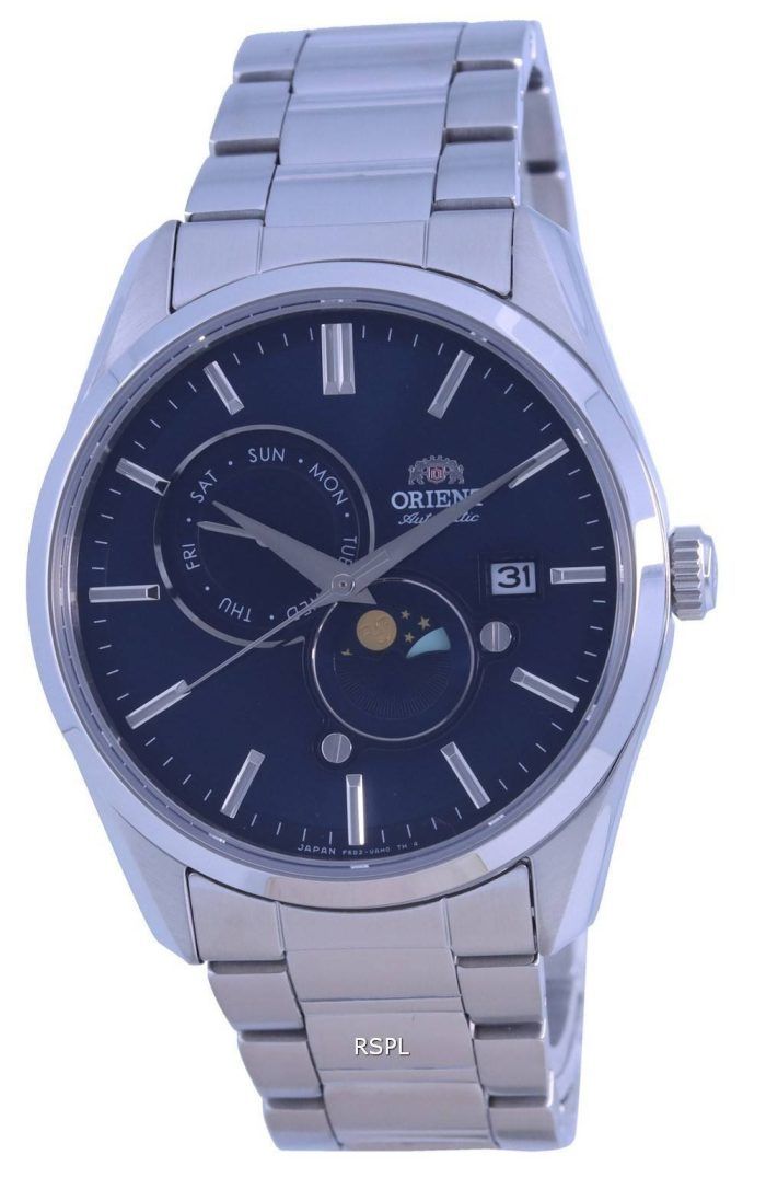Orient Sun  Moon Blue Dial Stainless Steel Automatic RA-AK0308L00C Mens Watch