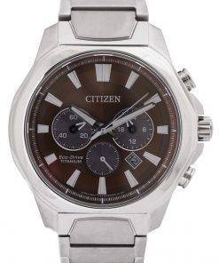 Citizen Chronograph Brown Dial Titanium Eco-Drive CA4320-51W 100M Mens Watch