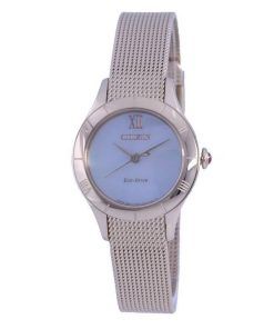 Citizen Mother Of Pearl Dial Gold Tone Stainless Steel Mesh Eco-Drive EM0783-85D Women's Watch