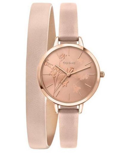 Oui & Me Petite Amourette Rose Gold Sunray Dial Leather Strap Quartz ME010049 Women's Watch