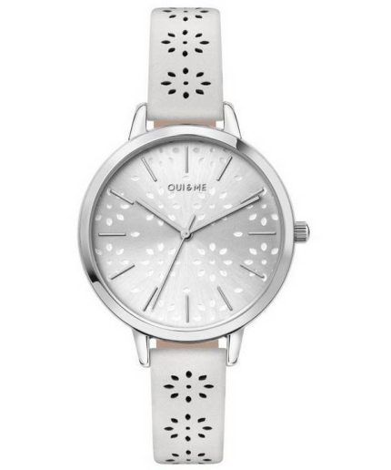 Oui & Me Amourette Silver Sunray Dial Leather Strap Quartz ME010148 Women's Watch