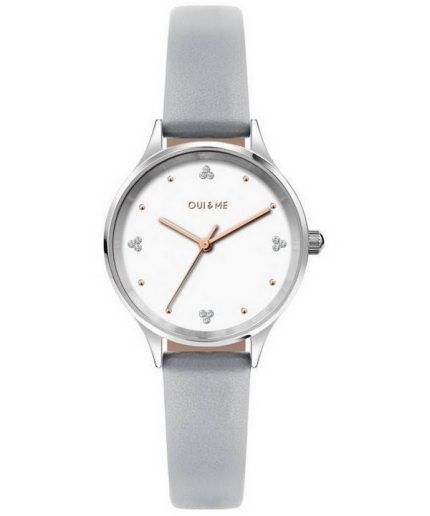 Oui  Me Bichette Crystal Accents White Dial Leather Strap Quartz ME010181 Womens Watch