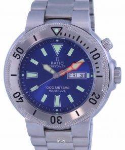 Ratio FreeDiver Blue Dial Stainless Steel Quartz 1050MD93-12V-BLU 1000M Mens Watch