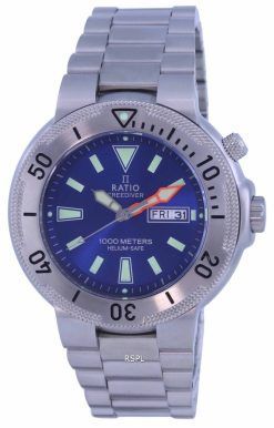 Ratio FreeDiver Blue Dial Stainless Steel Quartz 1050MD93-12V-BLU 1000M Mens Watch