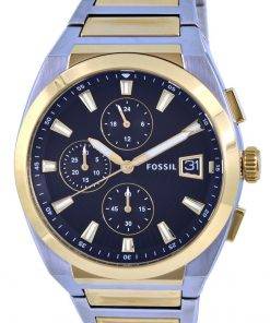 Fossil Everett Chronograph Two Tone Stainless Steel Black Dial Quartz FS5879 Mens Watch