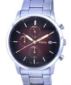 Fossil Neutra Minimalist Chronograph Stainless Steel Red Dial Quartz FS5887 Mens Watch