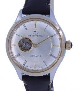 Orient Star Classic Open Heart Gold Dial Leather Automatic RE-ND0010G00B Womens Watch