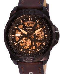 Fossil Bronson Leather Skeleton Dial Automatic ME3219 Mens Watch