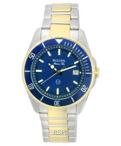 Bulova Marine Star Two Tone Bracelet Blue Dial Quartz 98B334 100M Men's Watch